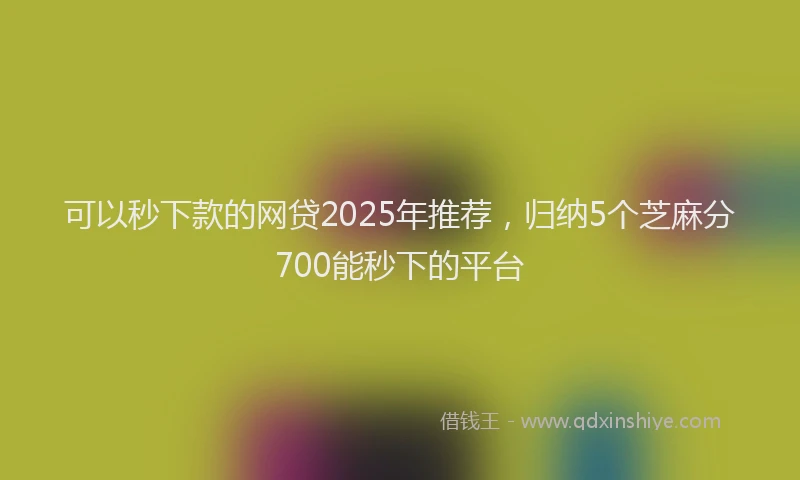 可以秒下款的网贷2025年推荐，归纳5个芝麻分700能秒下的平台