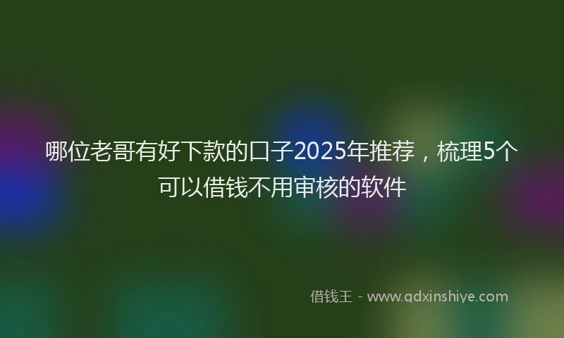 哪位老哥有好下款的口子2025年推荐，梳理5个可以借钱不用审核的软件
