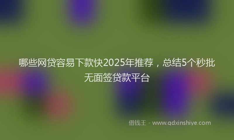 哪些网贷容易下款快2025年推荐，总结5个秒批无面签贷款平台