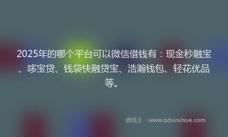 2025年的哪个平台可以微信借钱有：现金秒融宝、哆宝贷、钱袋快融贷宝、浩瀚钱包、轻花优品等。