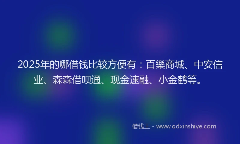 2025年的哪借钱比较方便有：百樂商城、中安信业、森森借呗通、现金速融、小金鹤等。