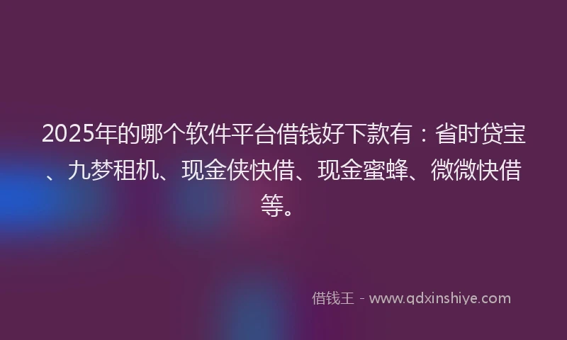2025年的哪个软件平台借钱好下款有：省时贷宝、九梦租机、现金侠快借、现金蜜蜂、微微快借等。