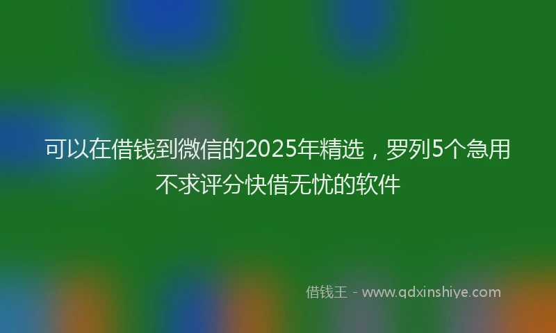 可以在借钱到微信的2025年精选，罗列5个急用不求评分快借无忧的软件