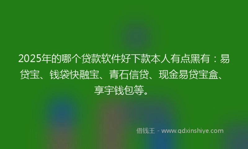 2025年的哪个贷款软件好下款本人有点黑有：易贷宝、钱袋快融宝、青石信贷、现金易贷宝盒、享宇钱包等。