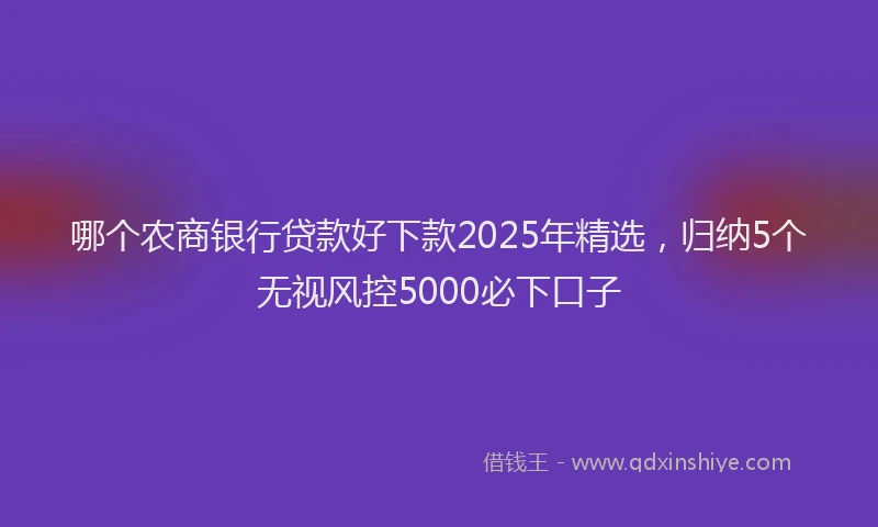 哪个农商银行贷款好下款2025年精选，归纳5个无视风控5000必下口子