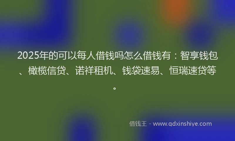2025年的可以每人借钱吗怎么借钱有：智享钱包、橄榄信贷、诺祥租机、钱袋速易、恒瑞速贷等。