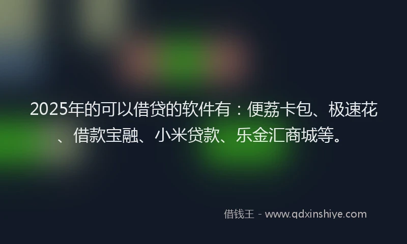 2025年的可以借贷的软件有：便荔卡包、极速花、借款宝融、小米贷款、乐金汇商城等。