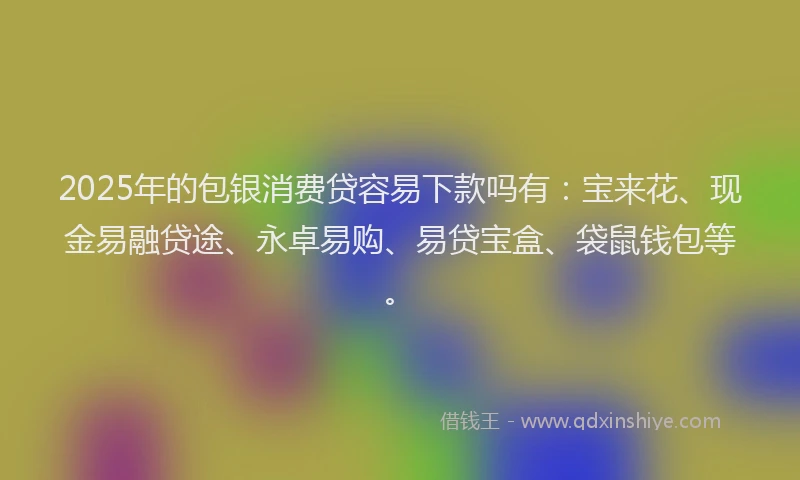 2025年的包银消费贷容易下款吗有：宝来花、现金易融贷途、永卓易购、易贷宝盒、袋鼠钱包等。