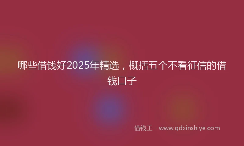 哪些借钱好2025年精选，概括五个不看征信的借钱口子