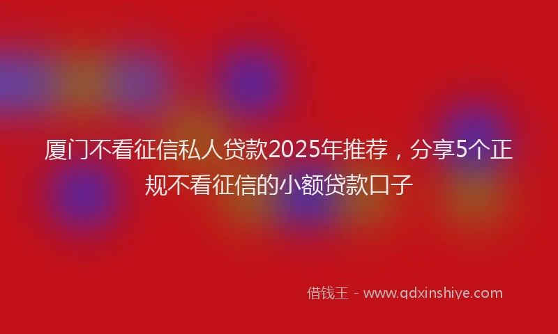 厦门不看征信私人贷款2025年推荐，分享5个正规不看征信的小额贷款口子