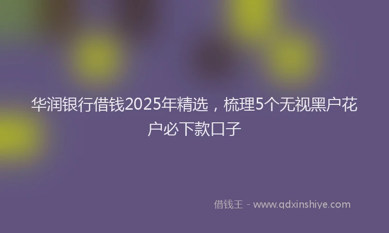 华润银行借钱2025年精选，梳理5个无视黑户花户必下款口子
