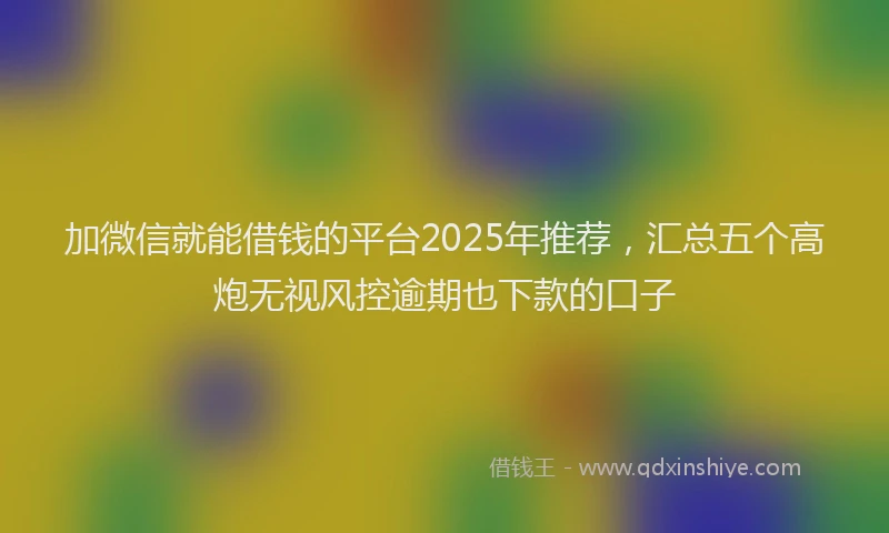 加微信就能借钱的平台2025年推荐，汇总五个高炮无视风控逾期也下款的口子