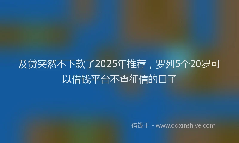 及贷突然不下款了2025年推荐，罗列5个20岁可以借钱平台不查征信的口子