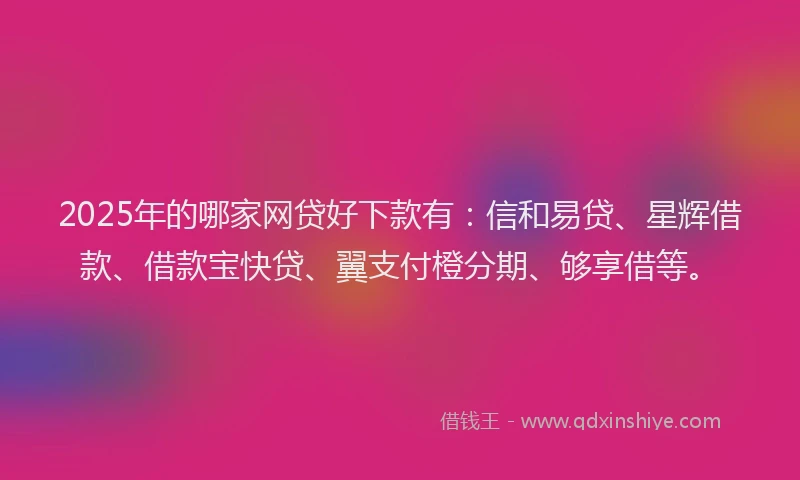 2025年的哪家网贷好下款有：信和易贷、星辉借款、借款宝快贷、翼支付橙分期、够享借等。