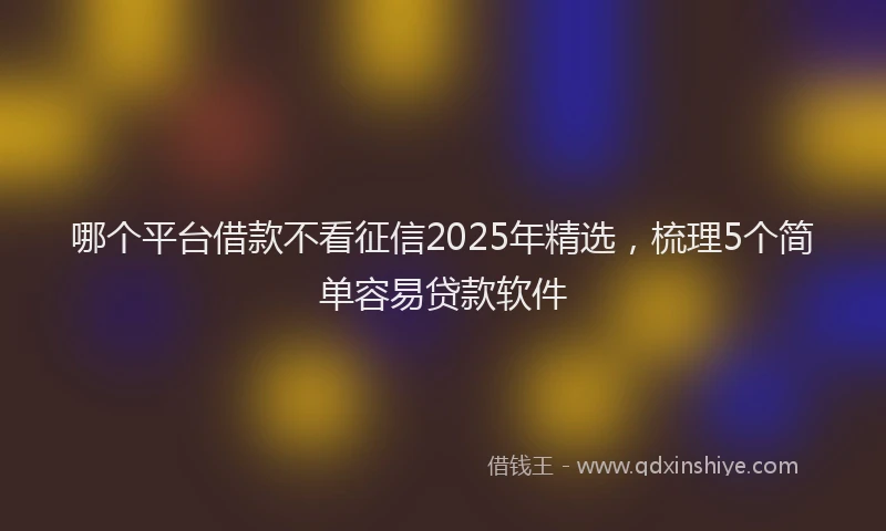哪个平台借款不看征信2025年精选，梳理5个简单容易贷款软件