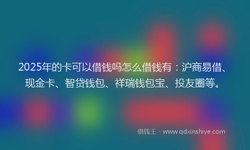 2025年的卡可以借钱吗怎么借钱有：沪商易借、现金卡、智贷钱包、祥瑞钱包宝、投友圈等。