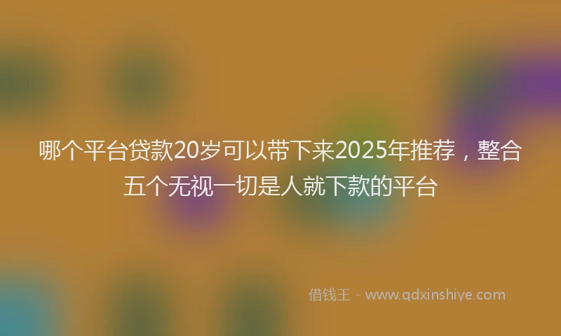 哪个平台贷款20岁可以带下来2025年推荐，整合五个无视一切是人就下款的平台