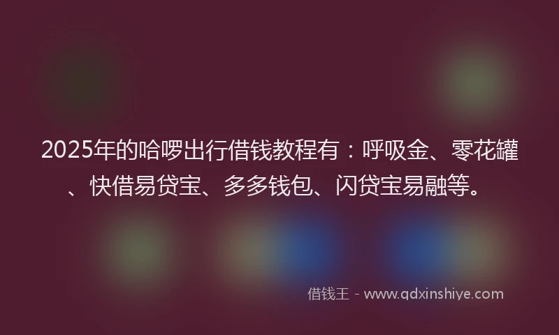 2025年的哈啰出行借钱教程有：呼吸金、零花罐、快借易贷宝、多多钱包、闪贷宝易融等。