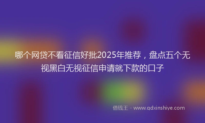 哪个网贷不看征信好批2025年推荐，盘点五个无视黑白无视征信申请就下款的口子