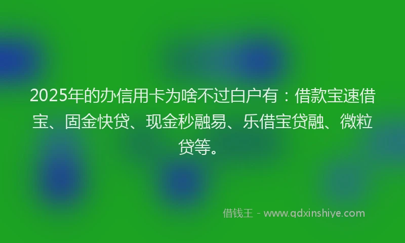 2025年的办信用卡为啥不过白户有：借款宝速借宝、固金快贷、现金秒融易、乐借宝贷融、微粒贷等。