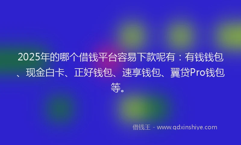 2025年的哪个借钱平台容易下款呢有：有钱钱包、现金白卡、正好钱包、速享钱包、翼贷Pro钱包等。