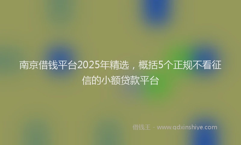 南京借钱平台2025年精选，概括5个正规不看征信的小额贷款平台