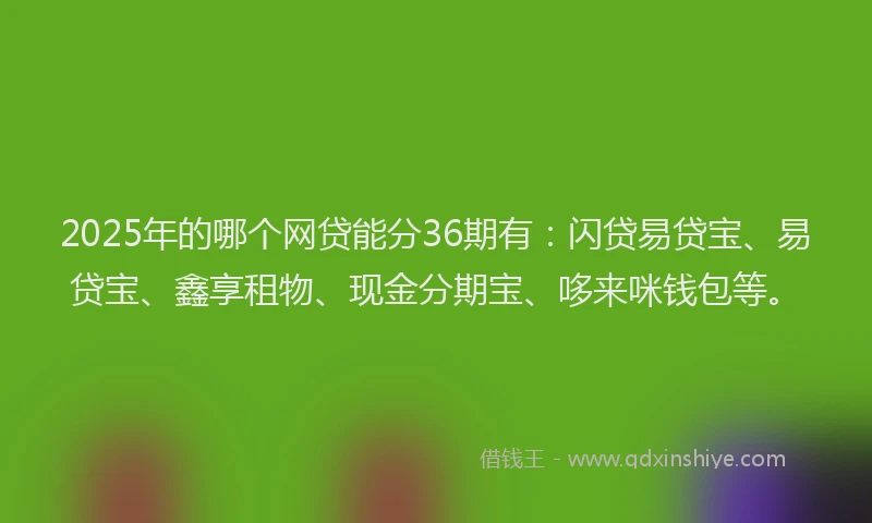 2025年的哪个网贷能分36期有：闪贷易贷宝、易贷宝、鑫享租物、现金分期宝、哆来咪钱包等。