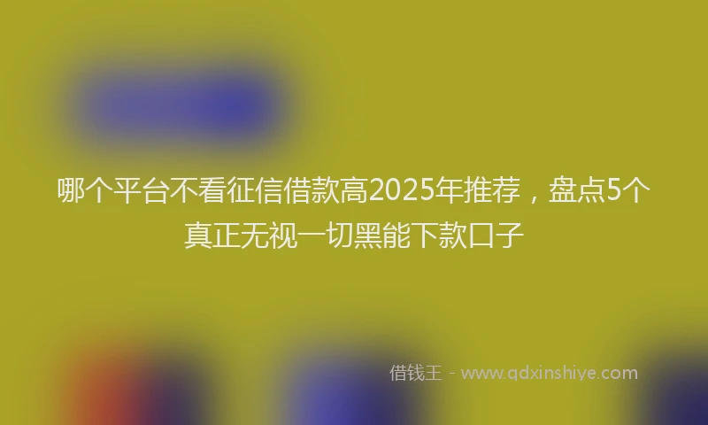 哪个平台不看征信借款高2025年推荐，盘点5个真正无视一切黑能下款口子