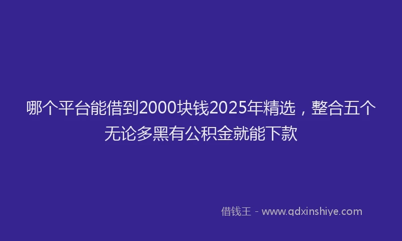 哪个平台能借到2000块钱2025年精选，整合五个无论多黑有公积金就能下款