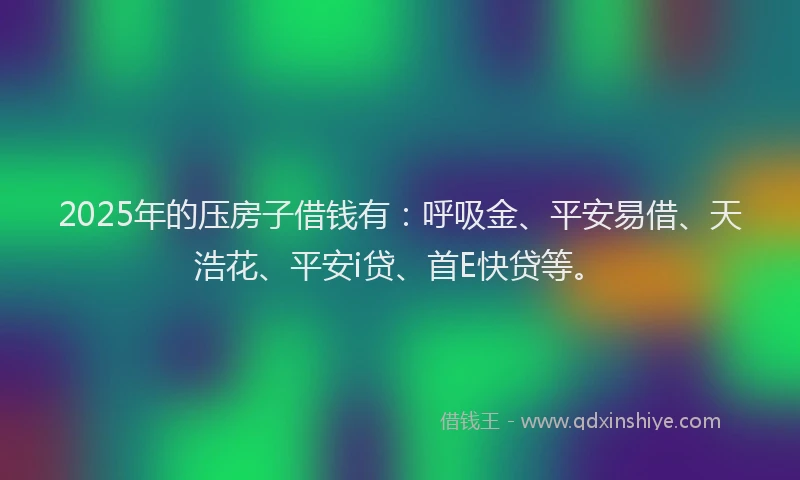 2025年的压房子借钱有：呼吸金、平安易借、天浩花、平安i贷、首E快贷等。