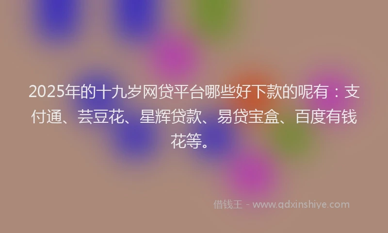 2025年的十九岁网贷平台哪些好下款的呢有：支付通、芸豆花、星辉贷款、易贷宝盒、百度有钱花等。