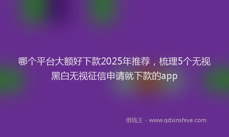 哪个平台大额好下款2025年推荐，梳理5个无视黑白无视征信申请就下款的app