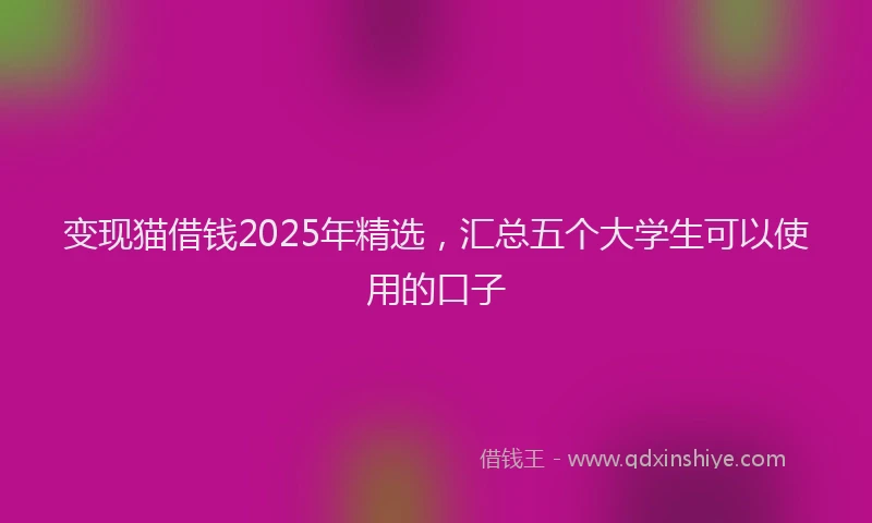 变现猫借钱2025年精选，汇总五个大学生可以使用的口子