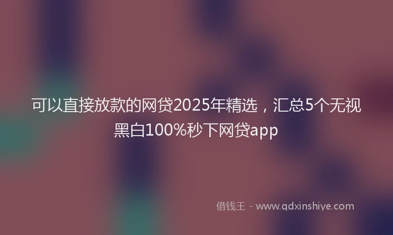 可以直接放款的网贷2025年精选，汇总5个无视黑白100%秒下网贷app
