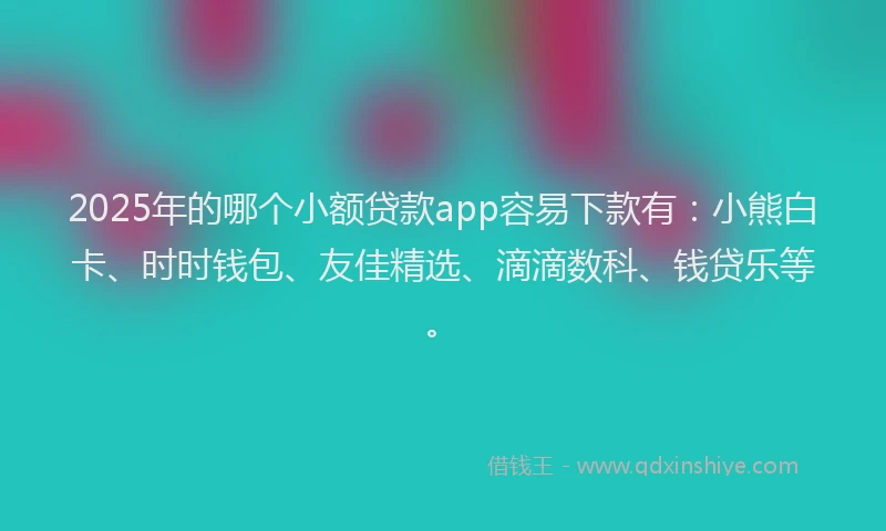 2025年的哪个小额贷款app容易下款有：小熊白卡、时时钱包、友佳精选、滴滴数科、钱贷乐等。