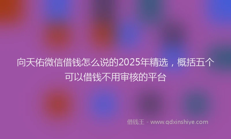 向天佑微信借钱怎么说的2025年精选，概括五个可以借钱不用审核的平台