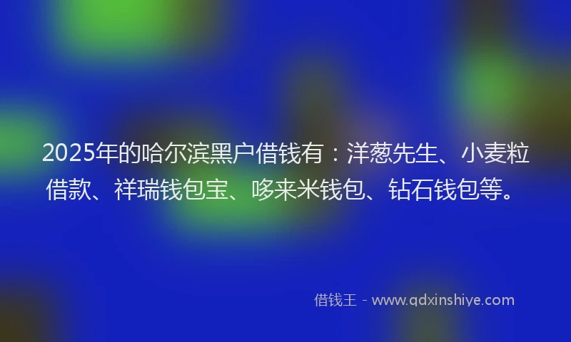 2025年的哈尔滨黑户借钱有：洋葱先生、小麦粒借款、祥瑞钱包宝、哆来米钱包、钻石钱包等。