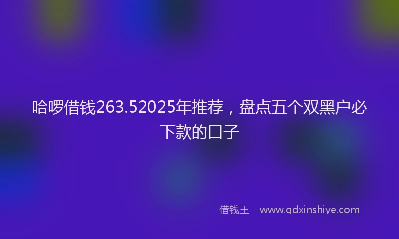 哈啰借钱263.52025年推荐，盘点五个双黑户必下款的口子