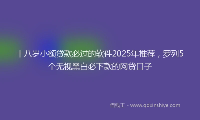 十八岁小额贷款必过的软件2025年推荐，罗列5个无视黑白必下款的网贷口子