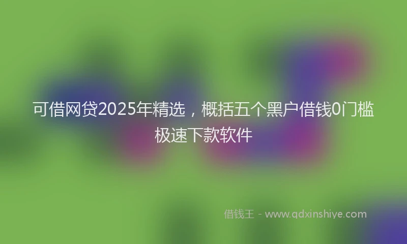 可借网贷2025年精选，概括五个黑户借钱0门槛极速下款软件