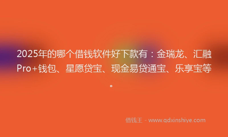 2025年的哪个借钱软件好下款有：金瑞龙、汇融Pro+钱包、星愿贷宝、现金易贷通宝、乐享宝等。