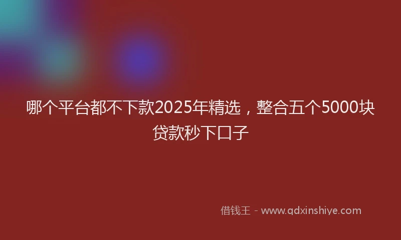 哪个平台都不下款2025年精选，整合五个5000块贷款秒下口子