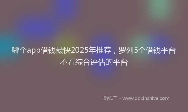 哪个app借钱最快2025年推荐，罗列5个借钱平台不看综合评估的平台