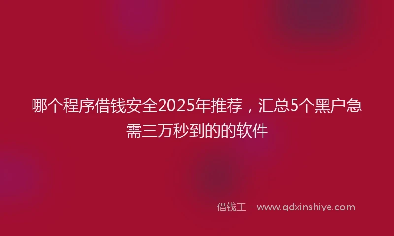 哪个程序借钱安全2025年推荐，汇总5个黑户急需三万秒到的的软件