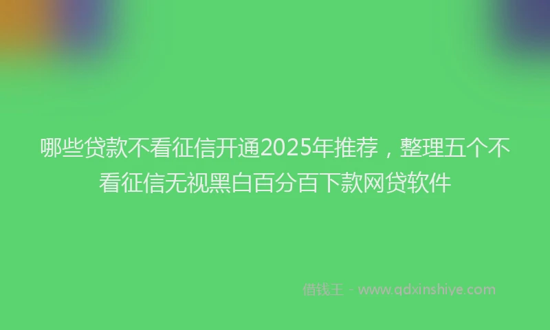 哪些贷款不看征信开通2025年推荐，整理五个不看征信无视黑白百分百下款网贷软件