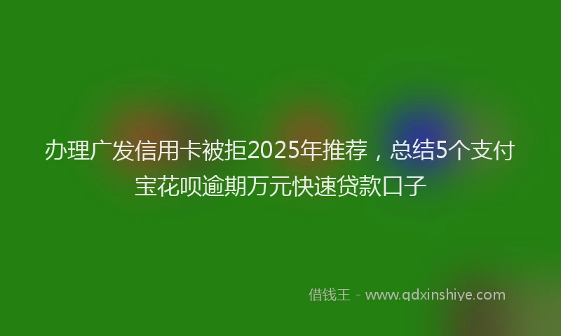 办理广发信用卡被拒2025年推荐，总结5个支付宝花呗逾期万元快速贷款口子