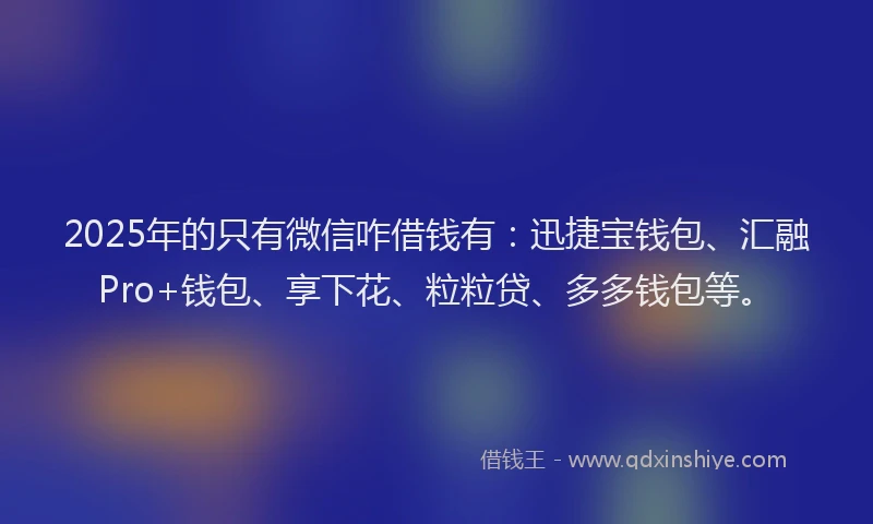 2025年的只有微信咋借钱有：迅捷宝钱包、汇融Pro+钱包、享下花、粒粒贷、多多钱包等。