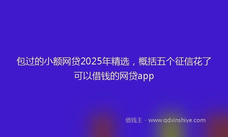 包过的小额网贷2025年精选，概括五个征信花了可以借钱的网贷app