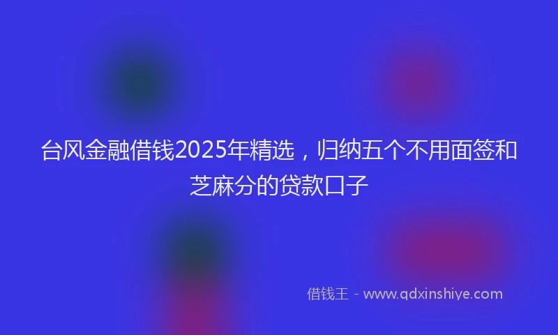 台风金融借钱2025年精选，归纳五个不用面签和芝麻分的贷款口子