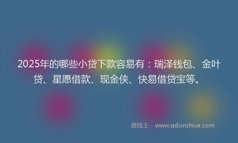 2025年的哪些小贷下款容易有：瑞泽钱包、金叶贷、星愿借款、现金侠、快易借贷宝等。